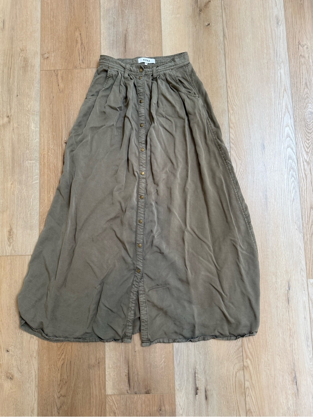Pistola Women's Button-Front Maxi Skirt in Olive